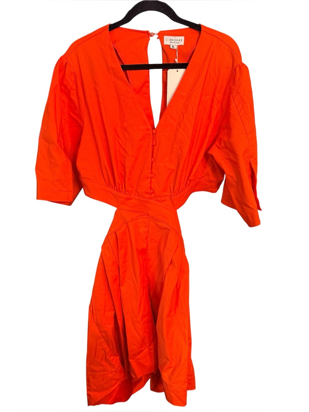 J. Brooks Boutique Orange Dress with Cut Out Waist Design, size XL NWT